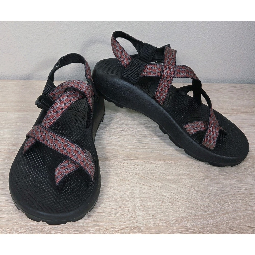 Chaco Z/Cloud Hiking Sport Sandals Black Red Gray Webbing Men's 8